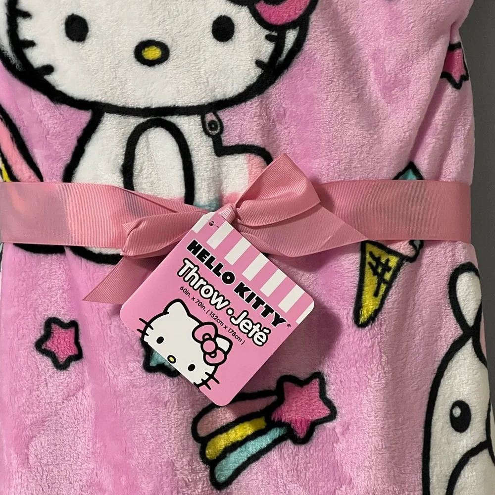 Hello kitty unicorn ice cream cone plush pink throw Blanket